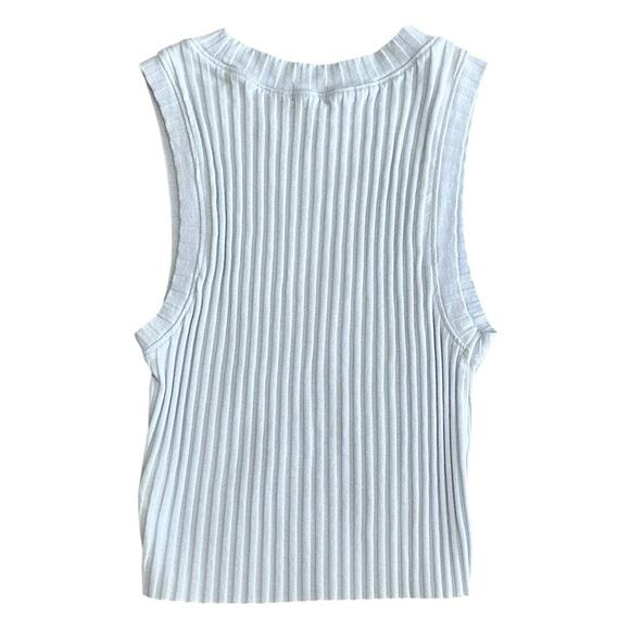 AERIE Light Blue Ribbed Tank Medium - Picture 3 of 3